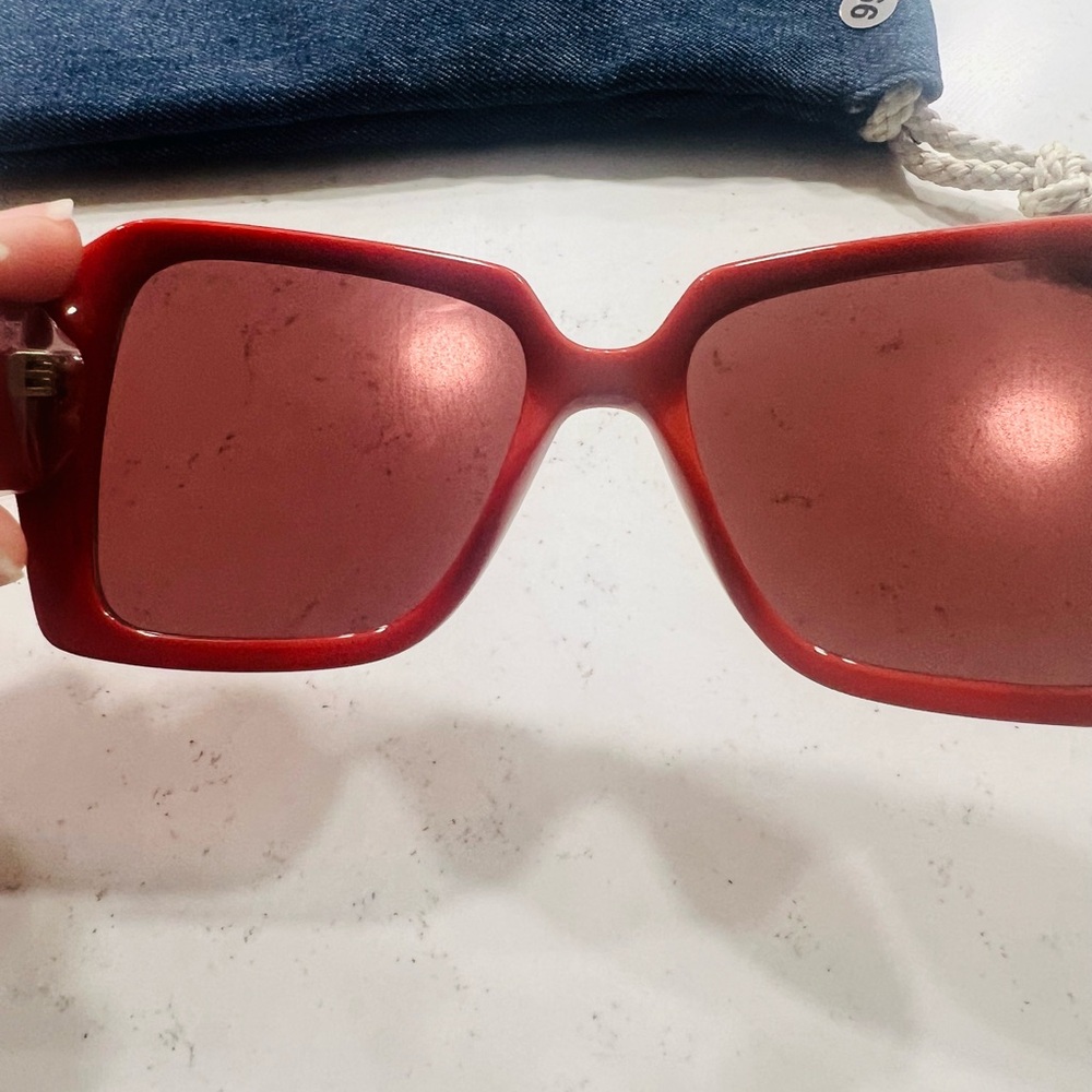 Karl Lagerfeld Red Square-Frame Women's Sunglasses - Picture 9 of 11